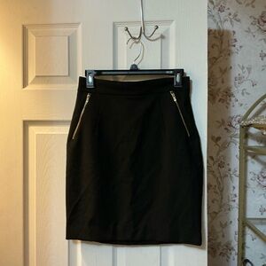 H&M Black Pencil Skirt with Gold Zipper Details